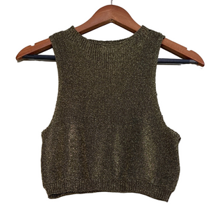 Free people Metallic Gold Sleeveless Knit‎ Crop Top Size XS